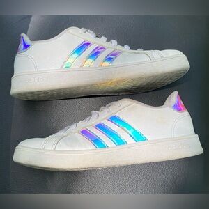 Adidas Grand Court Iridescent low top shoes, kids size 3